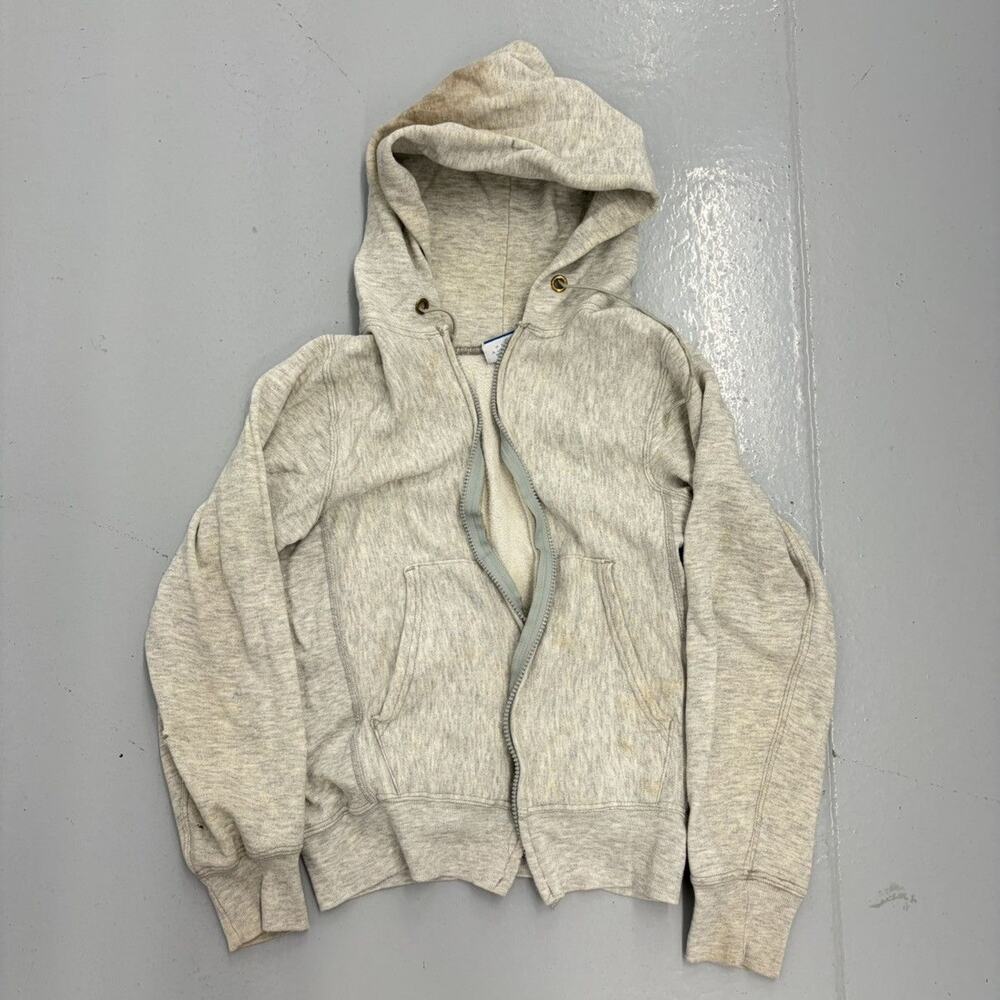 Vintage 90s Champion Grey Distressed Blank Full Zip Hoodie